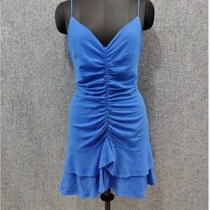 Zara Linen Ruched Mini Dress